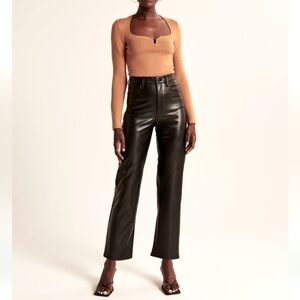 Abercrombie & Fitch Ankle Straight Ultra High Rise Black Vegan Leather Pants
